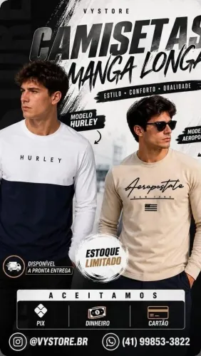 Camiseta manga longa malha suedine