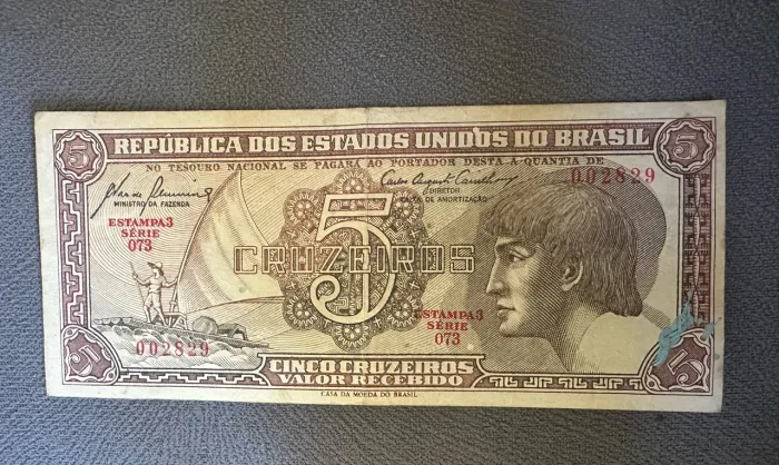 Cédula antiga 5 cruzeiros NOTA DO ÍNDIO