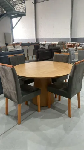 MESA LAMINADA REDONDA 1,35 COM 4 CADEIRAS
