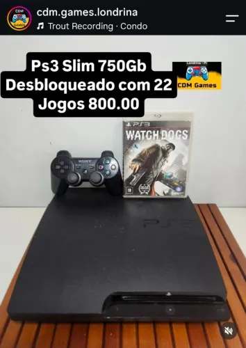 Ps3 Slim 750Gb Desbloqueado com 22 Jogos 800.00 - Não Aceito Oferta