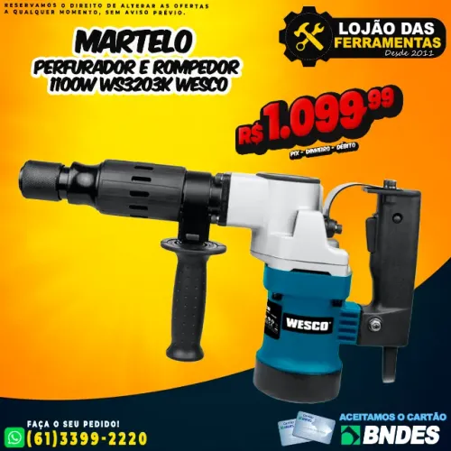 Martelo Perfurador e Rompedor 1100w Ws3203k Wesco