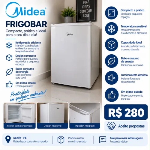 Frigobar Midea 45L Branco MDRD086FGD013