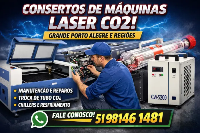 Conserto maquina corte laser co2, troca tubo, conserto chiller