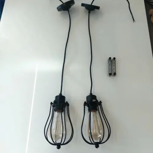 2 Luminárias Pendentes Industrial Vintage com Lâmpada - Perfeito Estado