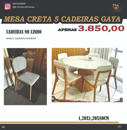 MESA CRETA COM 5 CADEIRAS 