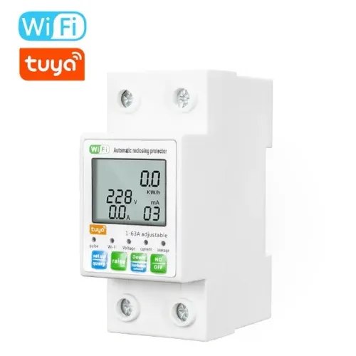 Medidor de energia wi-fi tuya + Protetor de fuga 63a,