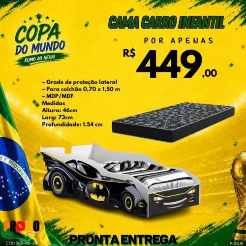 CAMA + COLCHÃO INFANTIL 