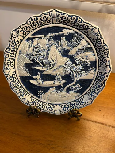 Prato decorativo chinês em resina laca