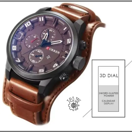 Relógio de pulso curren modelo 8225 pulseira de couro