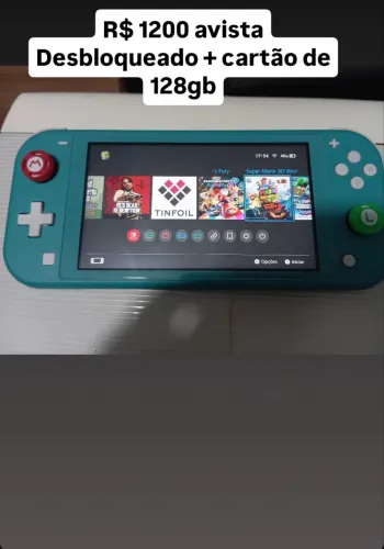 Nintendo switch lite desbloq. Com cartão de 128g