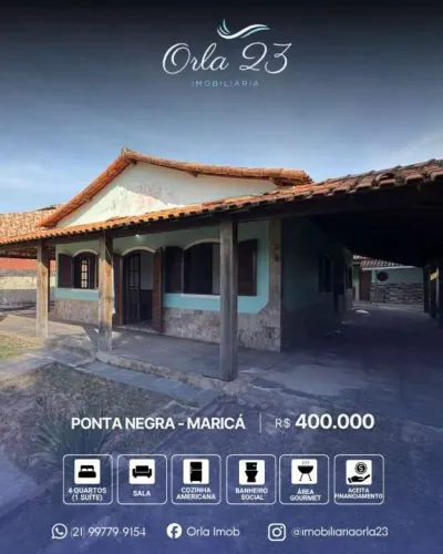 PONTA NEGRA, ORLA 23IMOBILIÁRIA VENDE! ÓTIMA CASA LINEAR EM PONTA NEGRA