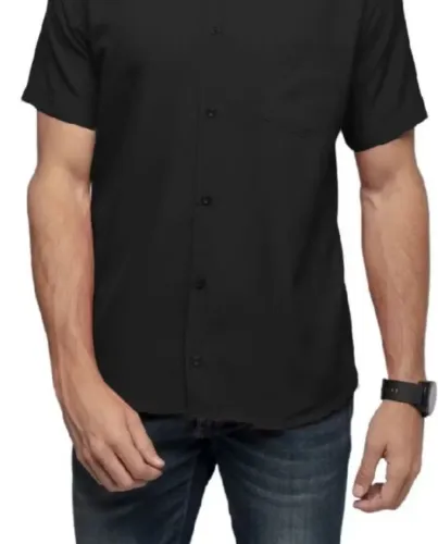 Camisa social masculina manga curta 