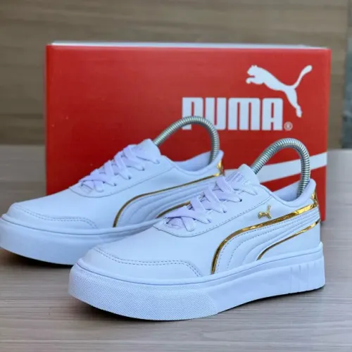 Tênis branco com dourado feminino casual consultar numeração