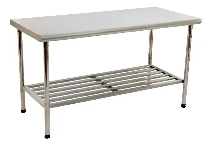 MESA INOX CENTRAL 1,90 × 70 cm com GRADE INFERIOR R$ 1799