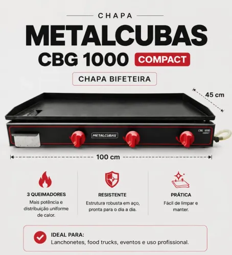 Chapa bifeteira - Metalcubas CBG1000 Compact