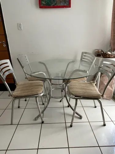 Conjunto de mesa de vidro 