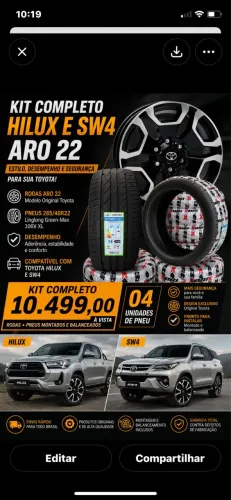 Rodas 22 Hillux SRX e Sw4 + pneus ling long novos 