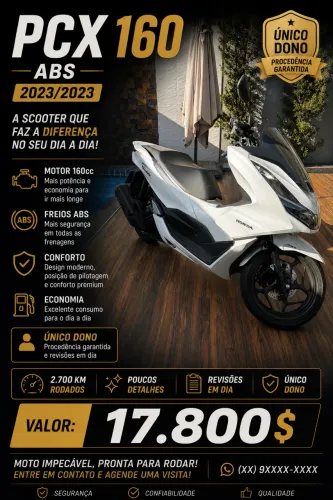 ? HONDA PCX 160 ABS 2023 | ÚNICO DONO | APENAS 2.700 KM | R$ 17.800 ?