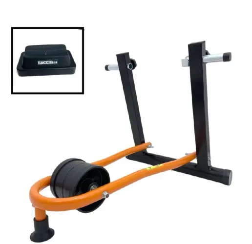 Rolo de treino + Suporte de pneu laranja - Aro 20 à 29