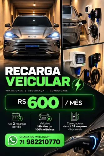 Recarga de veículo elétrico eletroposto vaga
