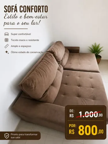 Sofá, micro-ondas, carregador portátil