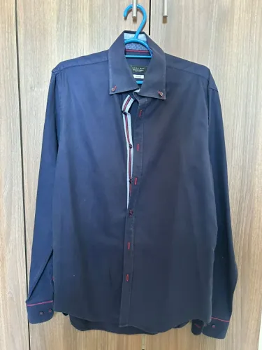Camisa Social Zara Man Slim Fit Azul Marinho Tam 42