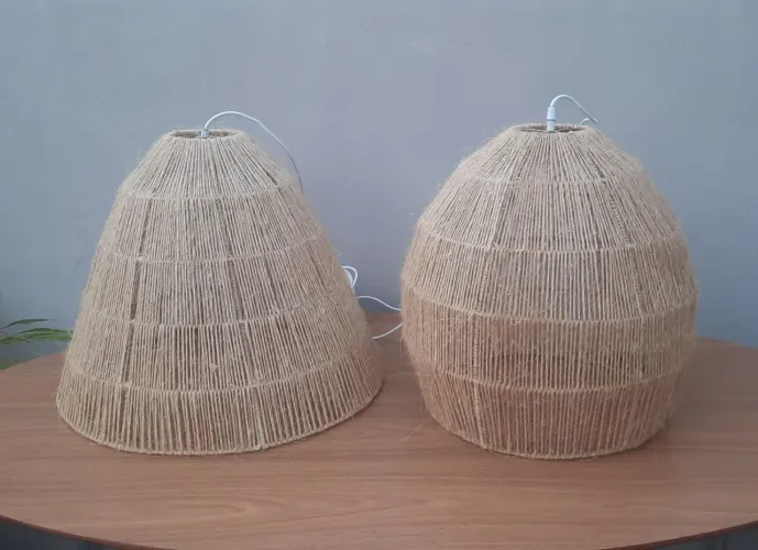 Lustre luminaria pendente de fibra natural  valor unitário 