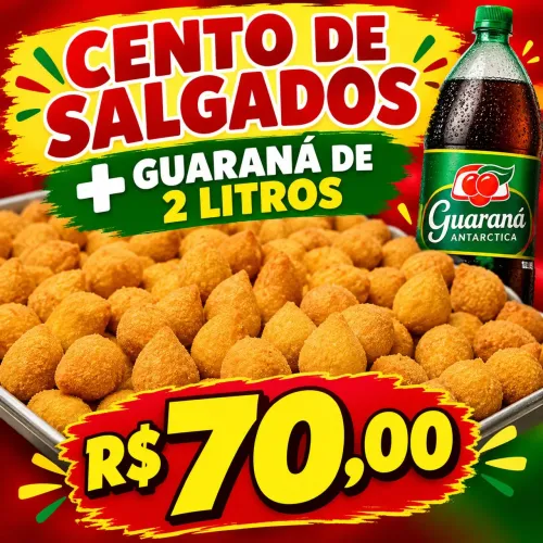 Cento de coxinha com guarana de 2 litros 