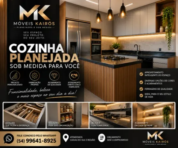 Cozinha Planejada Sob Medida | MK Móveis Kairós