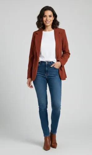 Blazer Feminino Alongado Alfaiataria Vermelho Escuro Vinho P *NOVO