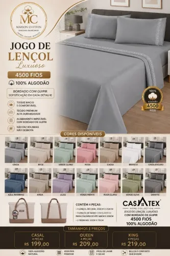 Jogo de lençol luxuoso 4500 fios 100% algodão