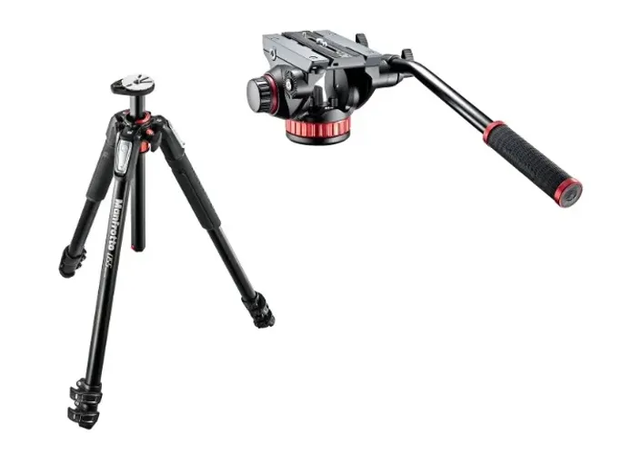 Tripê com cabeça de vídeo preta Manfrotto 502 MVH502Ah