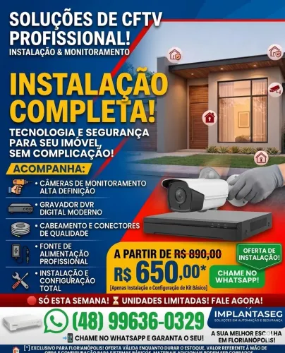 Mega Promoção em Florianópolis! ? Instalação Completa de CFTV por Apenas R$ 650!