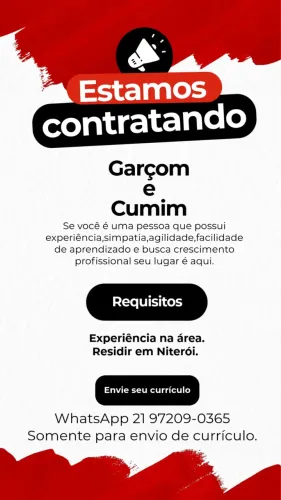 VAGAS PARA GARÇON E CUMIM