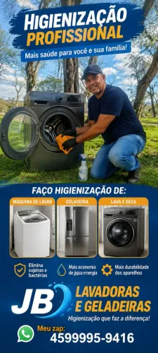 Higienização para máquinas de lavar, freezer, geladeira, cervejeira