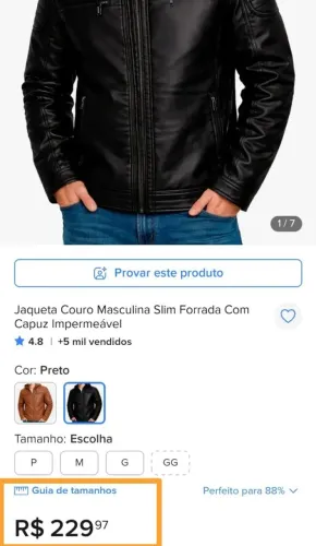 Jaqueta de couro nova, comprei para meu marido e a Jaqueta é tamanho P mais puxado para M