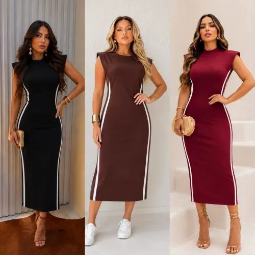 Vestido Midi Ribanna Algodão Premium 