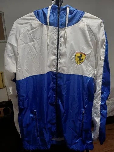 Casaco da porsche azul e branco