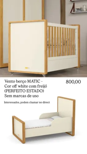 Vende_se berço que vira cama seminovo excelente estado valor 800 reais