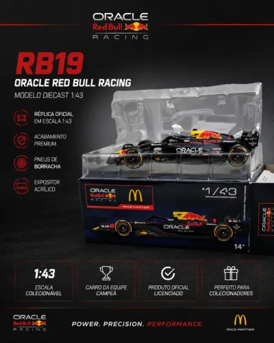 Miniatura carro formula1 f1 mc donalds 1/43 red bull