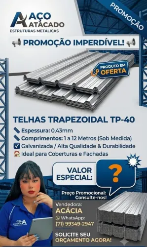TELHAS DE ZINCO NA PROMOÇÃO