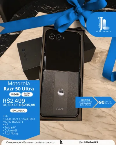 MOTOROLA RAZR 50 ULTRA, 5G, 512GB, 24GB RAM, SEMINOVO, EXCLUSIVO!