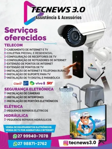 Instalação de TV, Elétrica, Câmeras, Internet, Hidráulica - Rápido e Confiável