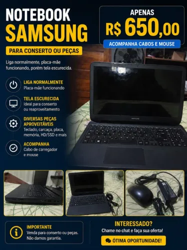 Notebook Samsung para concerto ou aproveitar peças 