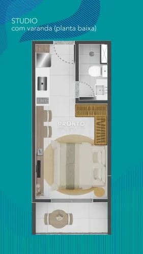 Flat com 1 quarto em Camacho