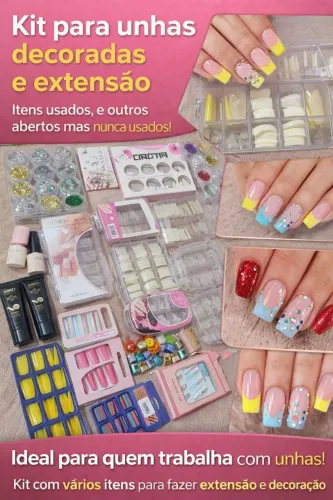 kit para unhas decoradas e extensão.Alguns foram usados, usados parcialmente e outros não 