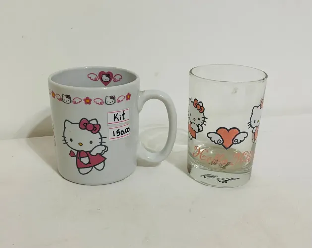 Kit Raro Caneca E Copo Hello Kitty Angel Vintage 2004 Sanrio Almix