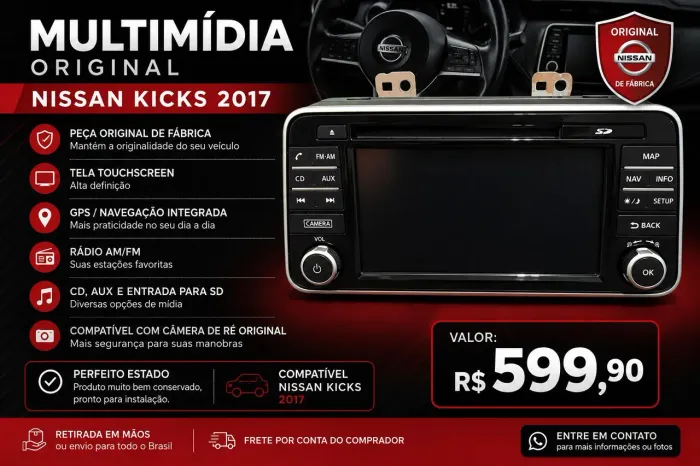 Multimídia original Nissan Kicks 2017 SL