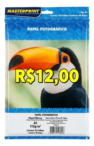 Papel Fotográfico 115g/m2 Masterprint pacote com 50 Folhas