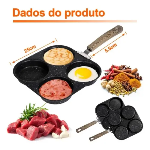 Frigideira 4 Em 1 Multiuso Antiaderente Ovos Hamburguer